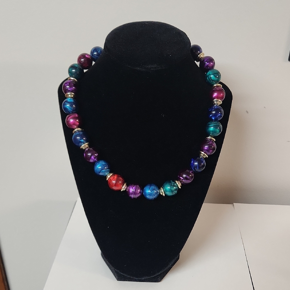 Multicolor Plastic Beaded Necklace